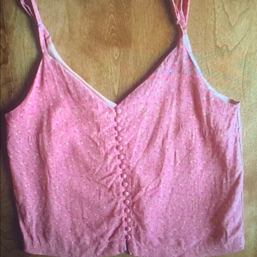 Pink Sleeveless Button-Down Top